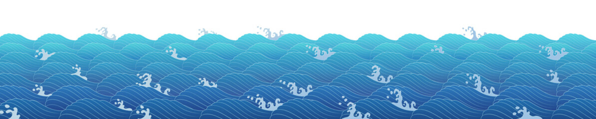 Korean traditional design, sea wave pattern, transparent background for compositing, oriental traditional image, Chinese, Japanese pattern 한국 전통 문양