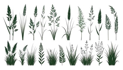 Collection of stylized grass and plants