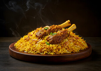 Authentic Mutton Biryani with Aromatic Spices and Steamed Rice