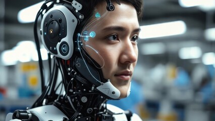 Fototapeta premium Focused robot-human hybrid