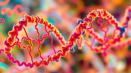 An abstract representation of metabolic pathways in vibrant colors, twisting like a double helix.