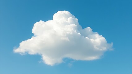 Naklejka premium Fluffy cumulus cloud isolated against clear blue sky with soft aerial perspective and natural daylight.