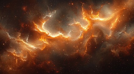 Obraz premium Fiery cosmic nebula swirls through the void