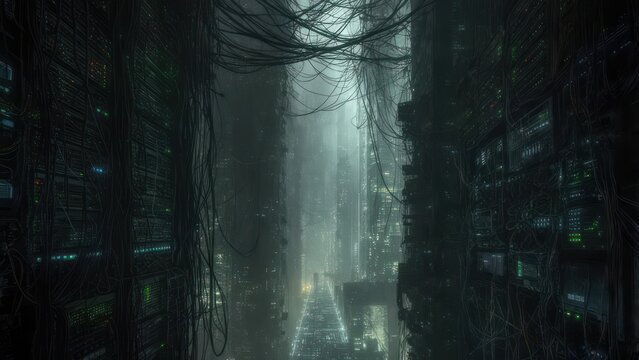 Futuristic, abandoned city street