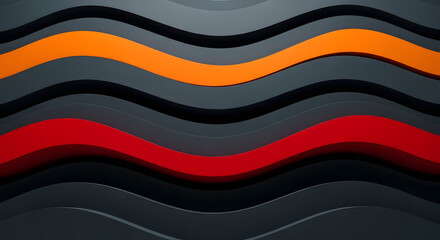 Abstract Wavy Stripes Background In Dark Gray Orange And Red Keywords: abstract, background