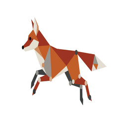 Obraz premium Geometric fox illustration: A polygonal design of a running wild animal.