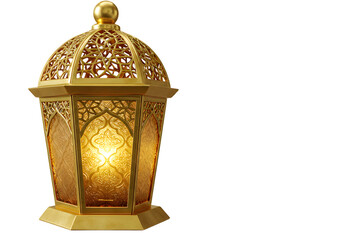 Golden Ramadan Lantern Radiating Warmth, Perfect for Festive Greetings and Celebrations, Evokes Peace and Tradition, Ideal for Cultural Events, Ramadan Kareem