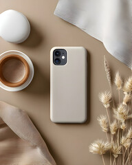 mobile phone on table with tea