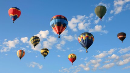 Obraz premium Colorful Balloons Floating Over Summer Skies