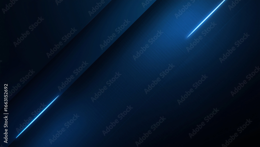 Poster abstract dark blue background with glowing neon lines creating a futuristic and modern design aesthe