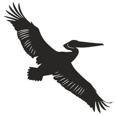 Obraz premium Pelican diving into sea silhouette