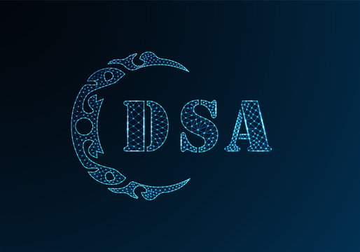 Low poly letter logo DSA design. DSA letter logo low poly vector design on blue color gradient background. DSA logo low poly design