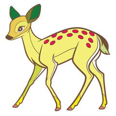 Stylized Fawn Deer with Red Spots Illustration young deer