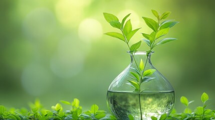 Fresh sprouts in a clear glass vase