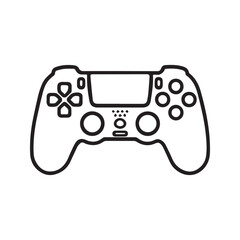 Video game controller line icon. Gamepad joystick outline vector illustration for console gaming.
