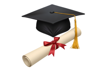 Celebrate graduation success with a graduation cap and tied diploma, perfect for academic achievements and educational milestones, adding a touch of accomplishment to any design