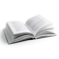 Open book with visible text on white background