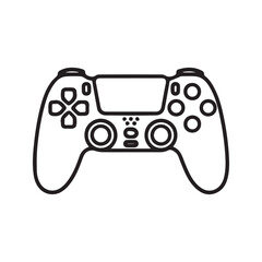 Video game controller line icon. Gamepad joystick outline vector illustration for console gaming.

