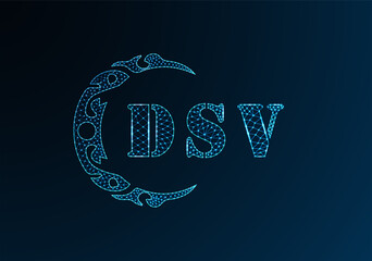 Low poly letter logo DSV design. DSV letter logo low poly vector design on blue color gradient background. DSV logo low poly design