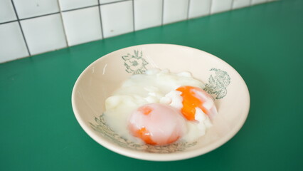 Onsen Tamago, Japanese soft boiled egg for breakfast
