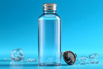 High Definition View of Water Bottle Packaging Refreshment Drinkware Container
