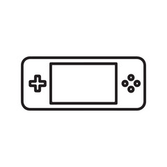 Handheld game console line icon. Portable gaming device outline symbol. Video game player vector illustration isolated on white background.
