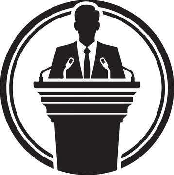 recommend clip art: speaker at podium vector silhouette logo design illustration