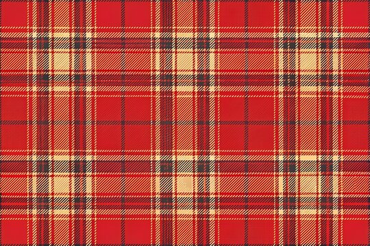 Classic red tartan plaid pattern with yellow and black lines, representing traditional scottish textile design and fabric