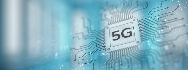 5G Next-Generation Connectivity Illustrated on a Processor .