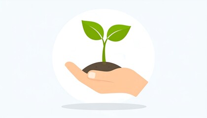 Hand holding a young plant