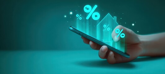The smartphone displaying digital financial statistics and percentage growth trends.