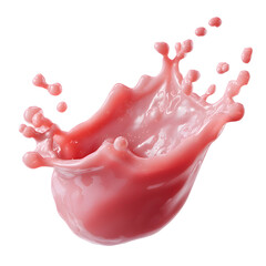 Fototapeta premium A vibrant pink splash of watermelon juice or a similar beverage, frozen mid-air. Isolated on grey, it's a versatile element for fresh and sweet concepts.