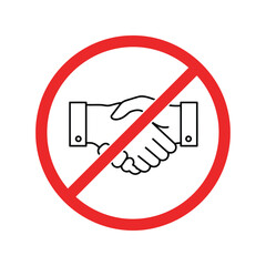 No handshake symbol social distancing ban agreement stop greeting business prohibition icon