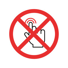Obraz premium No touching sign vector illustration forbidden hand gesture prohibition symbol safety warning icon isolated eps graphic