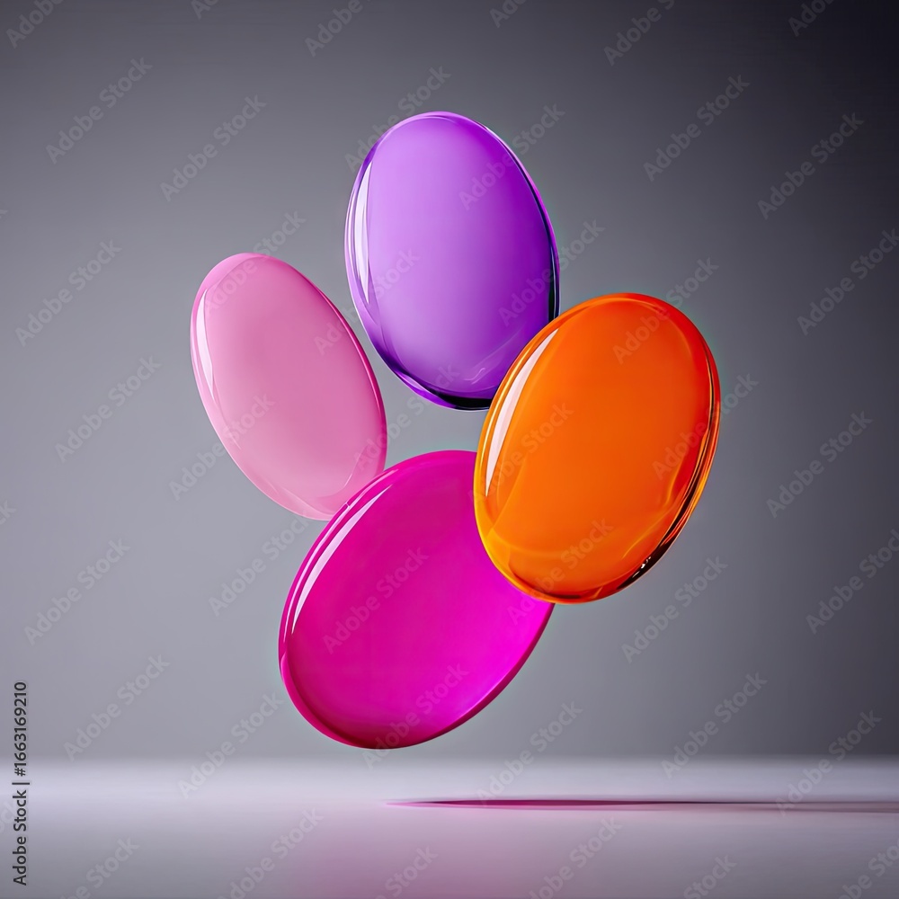 Aufkleber floating pastel blobs with soft shadows