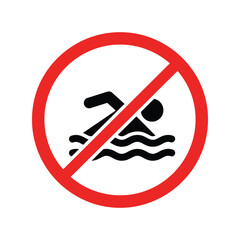 No swimming sign vector illustration prohibition symbol water safety warning icon forbidden activity graphic