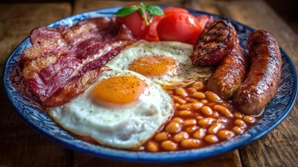 Obraz premium Full English breakfast on a plate