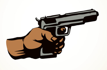 Hand with a gun. Vector drawing