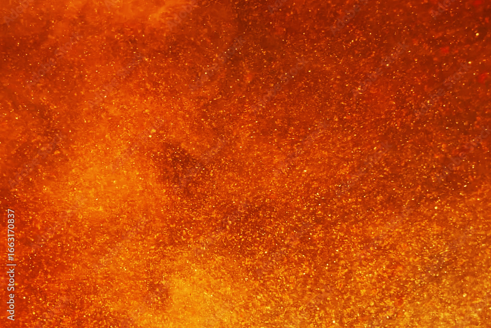 Aufkleber abstract background with chaotic orange particle flow representing fiery world and universe creation