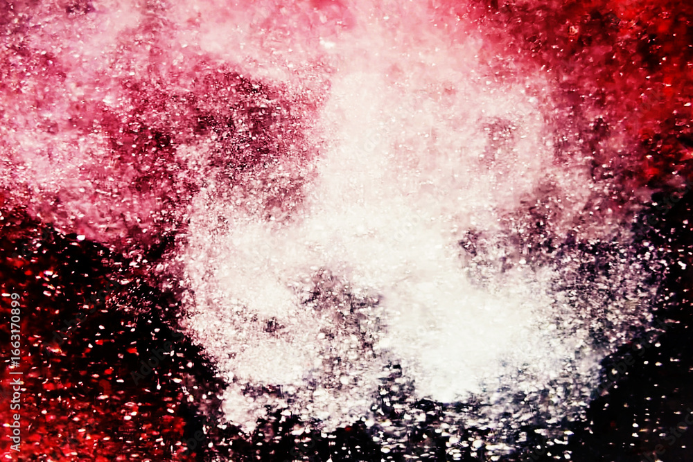 Poster abstract background with chaotic particle flow red and white blood cells fire and ice streams big ba