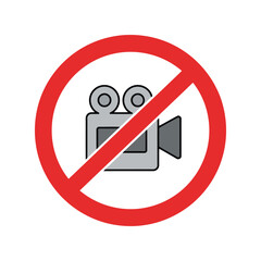 No video recording symbol prohibition sign camera ban icon forbidden activity vector illustration