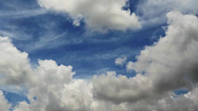 Beautiful White Clouds Fluffy Against a Bright Blue Sky Landscape