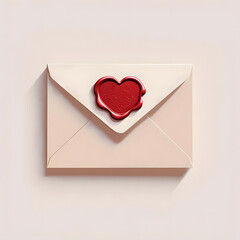 Elegant ivory envelope with a red heart wax seal for a heartfelt personal message or romantic invitation