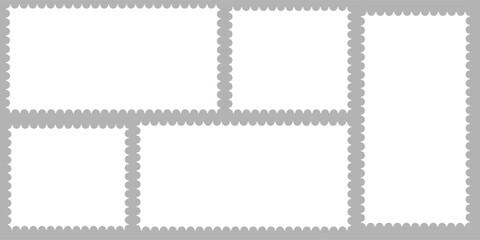 postage stamp vector on a background, vector illustration, postage stamp border set vectors, blank postage stamp in flat design