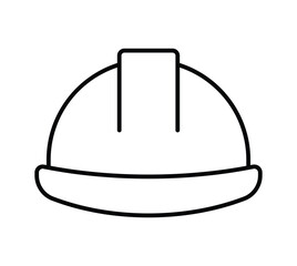Simple Outline of a Construction Hard Hat in Black and White Design