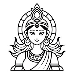 Hindu Goddess Durga Outline – Festive Durga Puja Icon Design