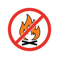 No open fire symbol prohibition sign warning danger fire hazard vector illustration