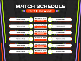 Match schedule for this week