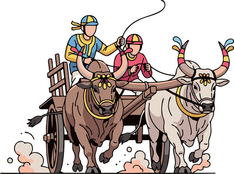 Traditional Sport Karapan Sapi from Madura Indonesia 