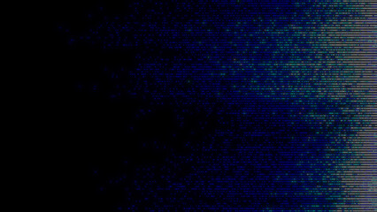 Abstract cyberpunk glitch background featuring neon blue dots, futuristic digital noise texture, and modern tech design perfect for UI, web design, and sci-fi concepts.